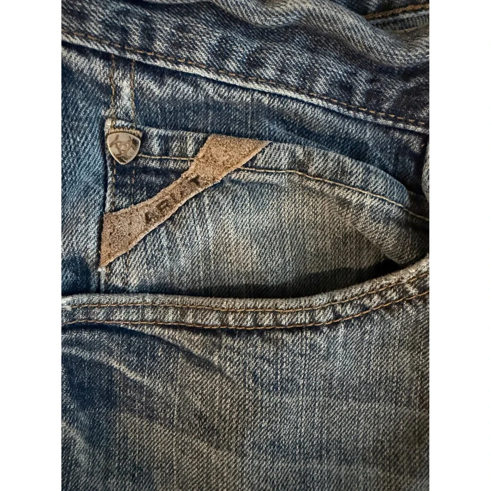 Ariat Mens 36x32 Blue Jeans Western Cowboy Straight Relaxed 100% Cotton